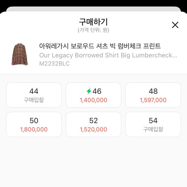 아워레가시 보로우드 셔츠 빅 럼버체크 46