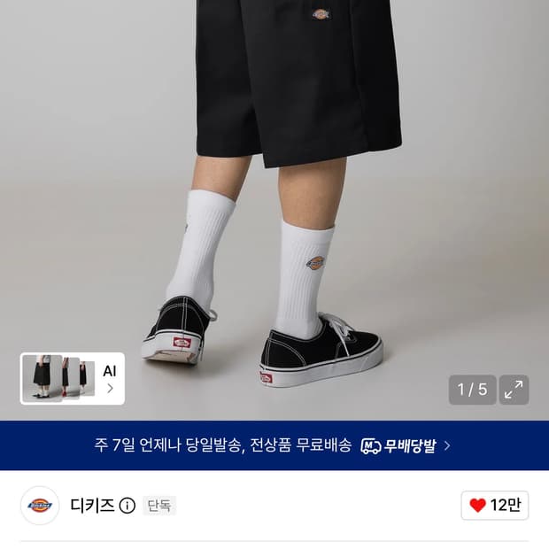 디키즈 42283 루즈핏 워크쇼츠 Black