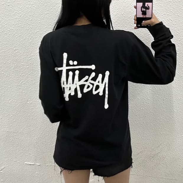 스투시 자수로고 블랙 롱슬리브 M