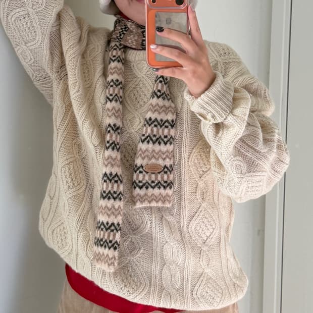 빈티지 피셔맨 스웨터 아이보리 니트