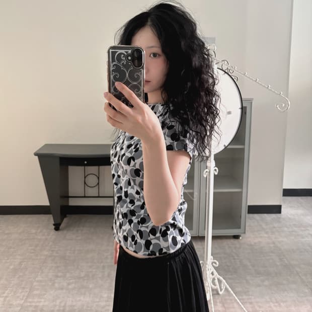 retro dot print top