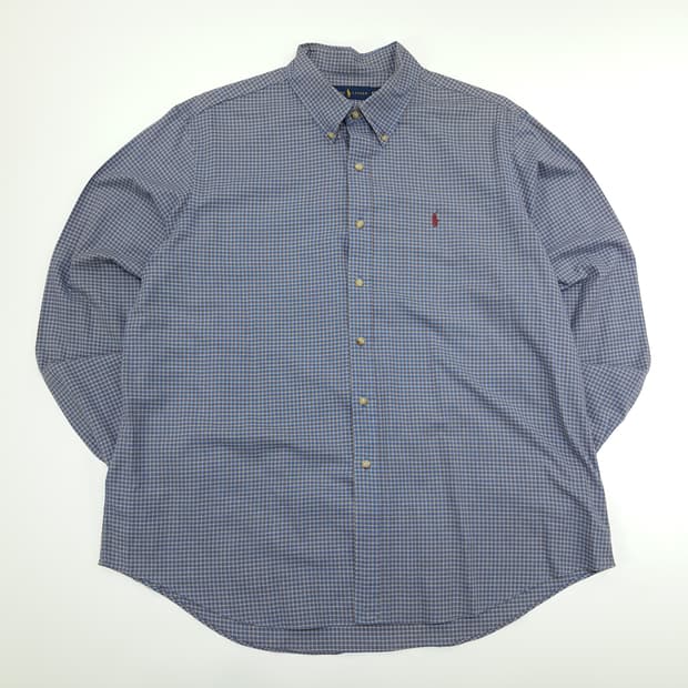 CN785 2XL 폴로랄프로렌 스모크블루 마이크로타탄체크 긴팔 셔츠 남방