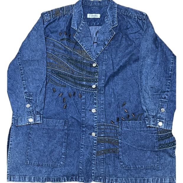 오버사이즈 자수 데님 재킷