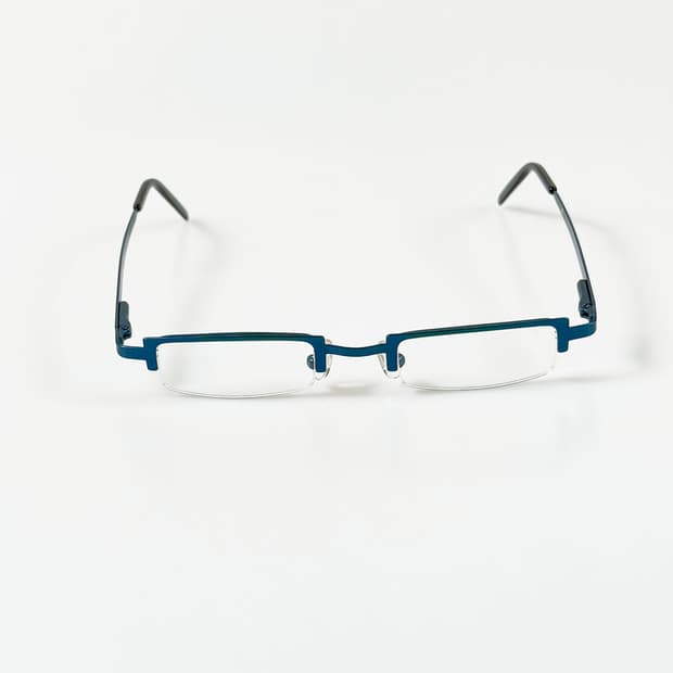 90s 유럽제 LES OPTICIENS 블루 반무테 빈티지 안경