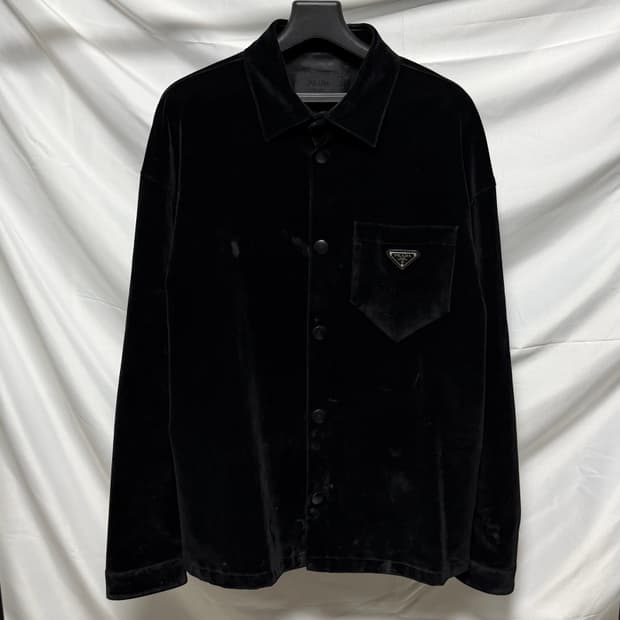 [S급/XL] 프라다 벨벳 셔츠 자켓 블랙