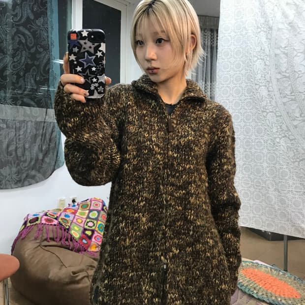 캘빈클라인 투웨이 니트 집업 