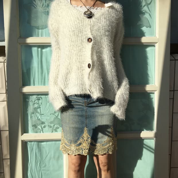 Fluffy knit cardigan