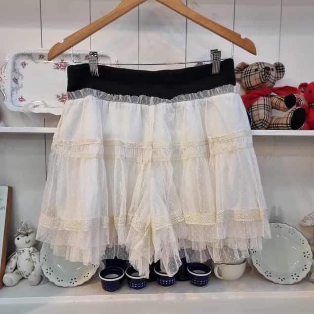 레이스 튤 큐롯팬츠