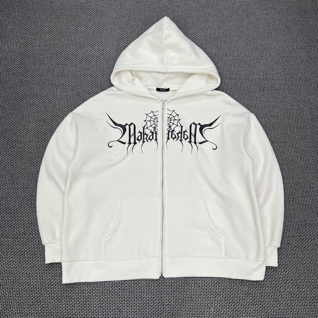 착샷O 빈티지 레터링 후드집업