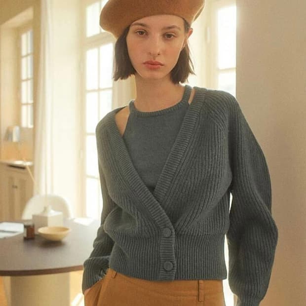 온앤온 홀터넥 랩가디건 세트