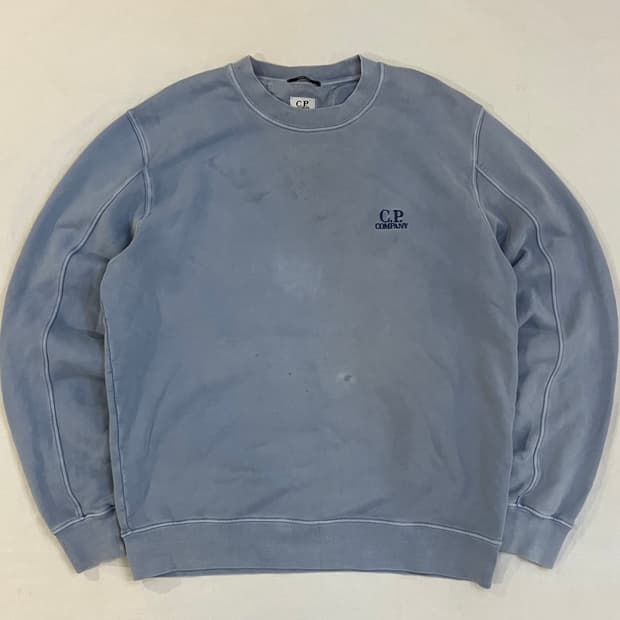 23FW CP 컴퍼니 자수로고 가먼트다잉 스웻셔츠 리비에라 블루