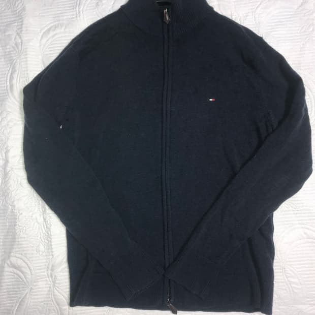 타미힐피거 니트 집업 네이비 남색