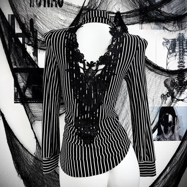 Lace detailed shirring shirts