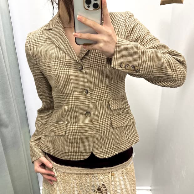폴로 브라운 체크 자켓