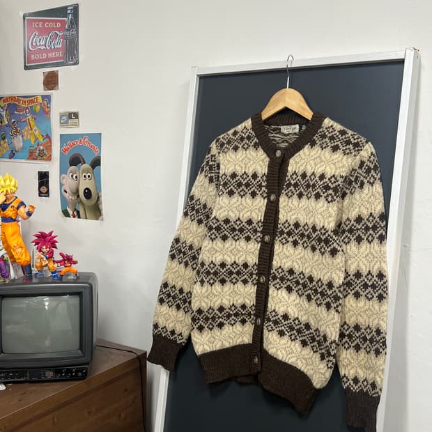 Vintage 빈티지 패턴 울 니트 가디건