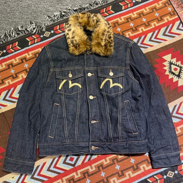 에비수 레오파드 퍼 데님자켓