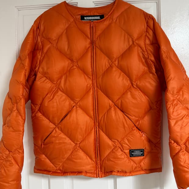 네이버후드 퀼팅체커 짚업패딩