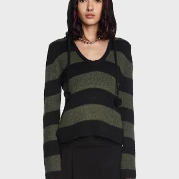 FOREST STRIPES HOODED KNIT JUMPER