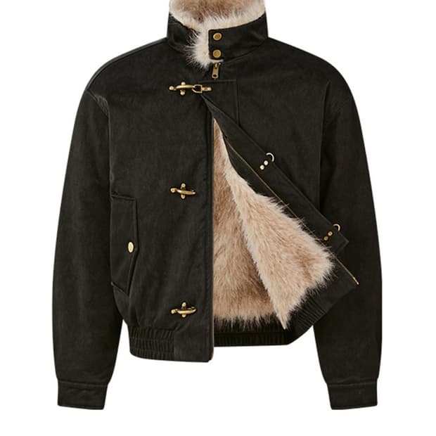 비엑세스 PU Fur Collar Jacket