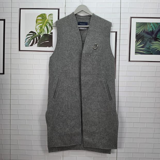 모조에스핀 핸드메이드 모90% 롱 조끼 베스트 55사이즈 새상품급