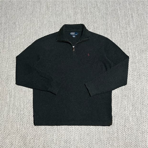 [L] Polo 폴로 랄프로렌 다크그레이 반집업 코튼 풀오버 맨투맨