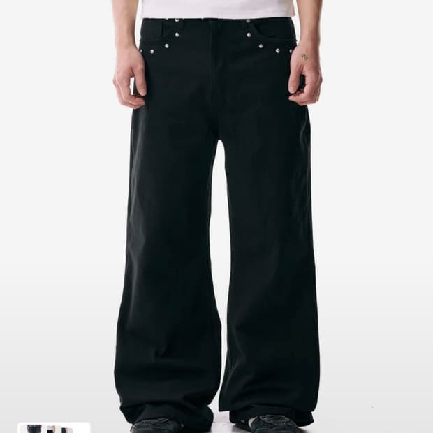 Multi Studded Cotton Pants (Black)