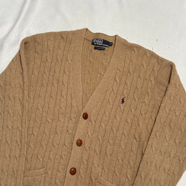 90 폴로랄프로렌 케이블 브이넥 가디건
