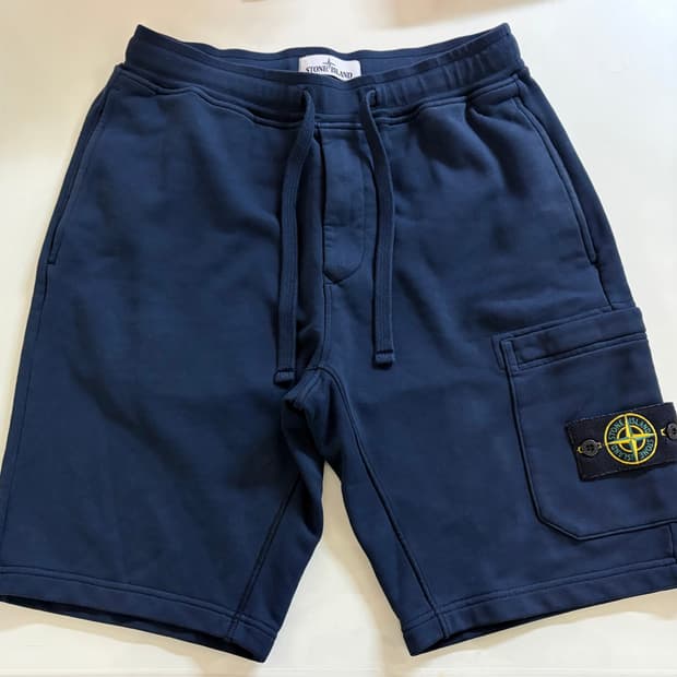 스톤아일랜드 가먼트다잉 ZIP카고포켓 져지 반바지 S