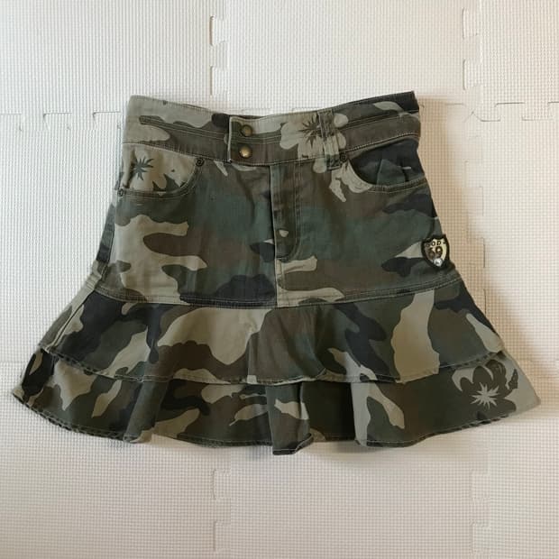 빈티지 카모 캉캉 미니스커트