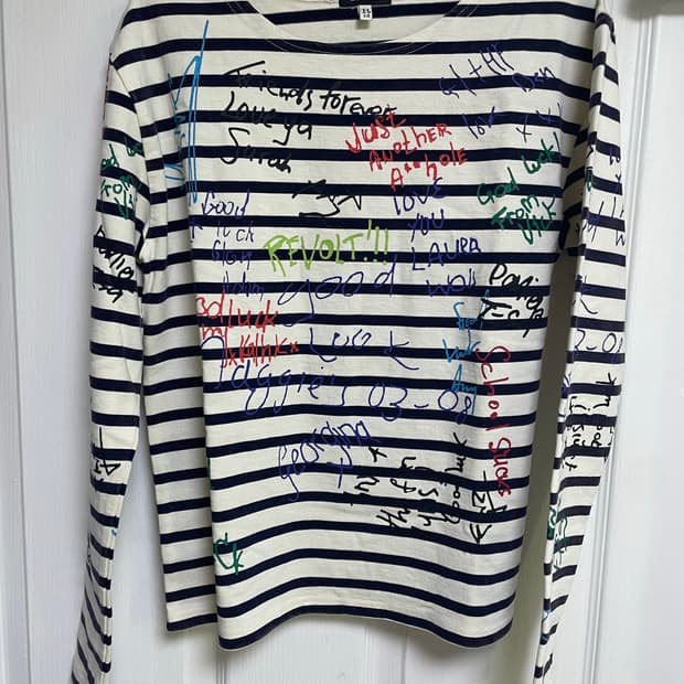 [S] R13 그래피티 스트라이프 롱슬리브