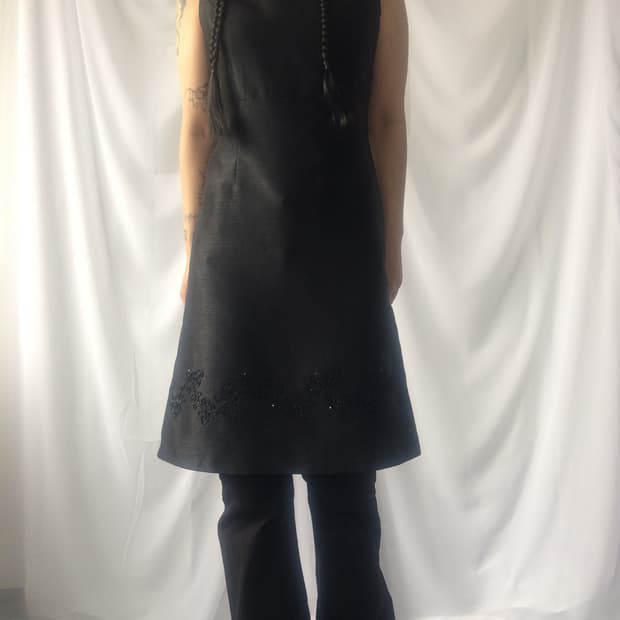 Beads point sleeveless one piece