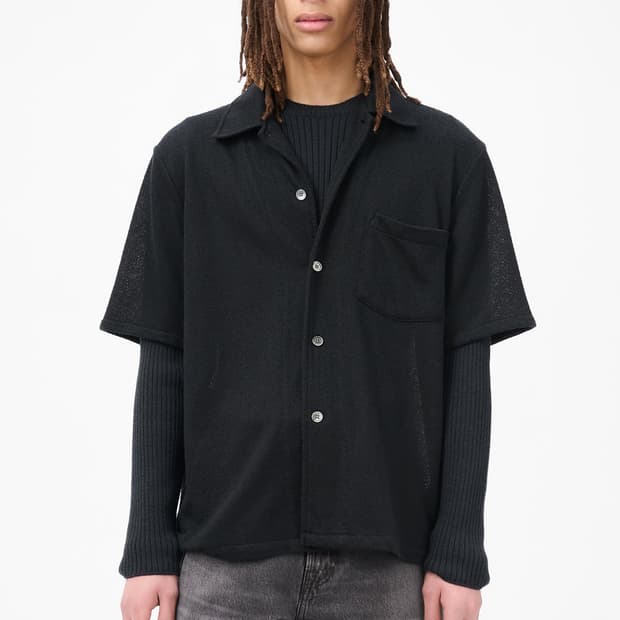 아워레가시 박스 셔츠 숏슬리브 블랙 부클레 48사이즈