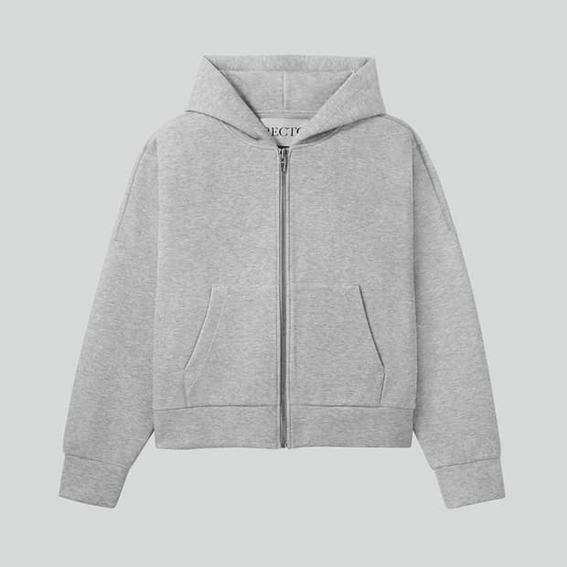렉토 로고 디테일 후드 집업 그레이