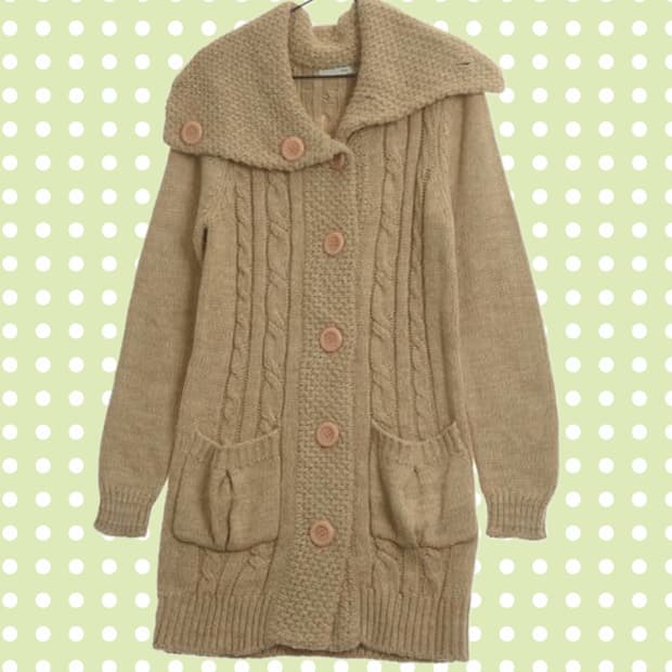 모리걸 감성 빈티지 꽈배기 니트 버튼 롱 가디건