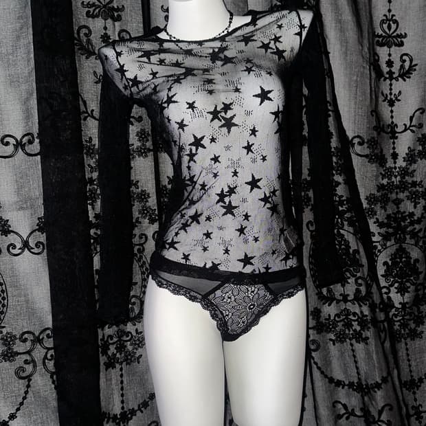 Star Pattern See-Through Long Sleeve