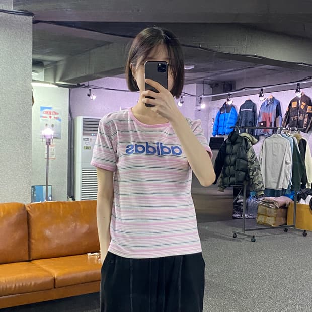 아디다스 빅로고 스트라이프 반팔티 B3794