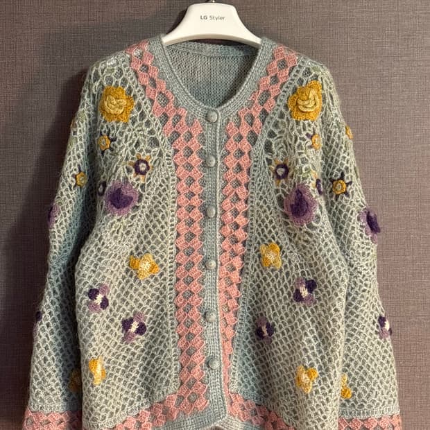 크로셰 꽃무늬 니트 가디건 Japan