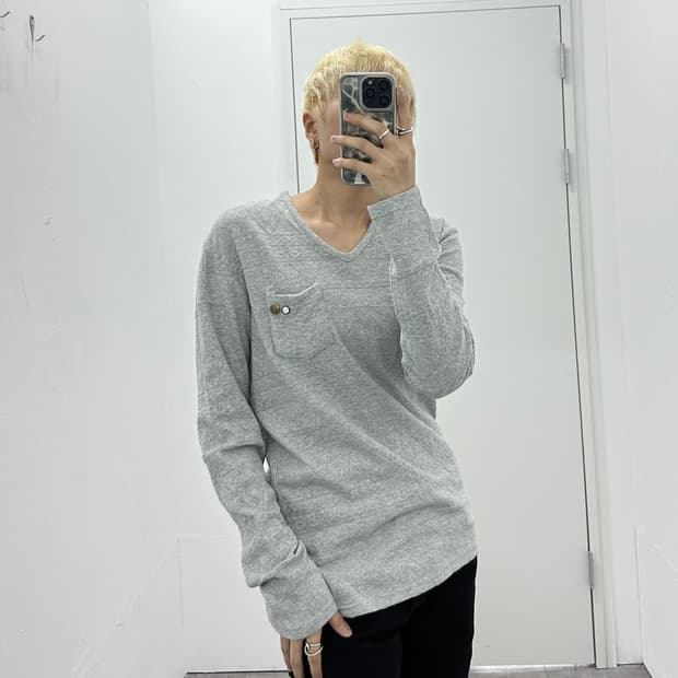 PINC PONC v neck geometric knit sleeve