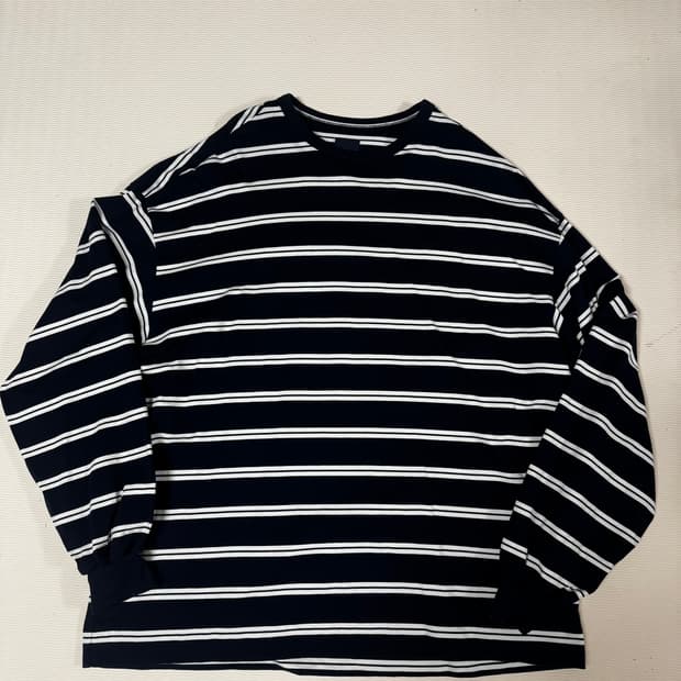 준지 스트라이프 오버핏 롱슬리브 티셔츠 네이비L JC5241P92R