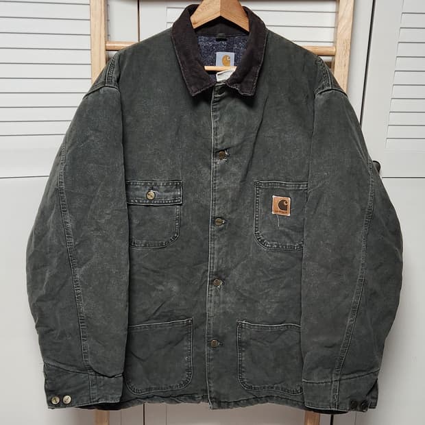 칼하트 C02 MOS 모스그린 4포켓 워크 카라 자켓