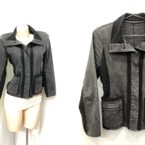 oriental grey floral embroidery jacket