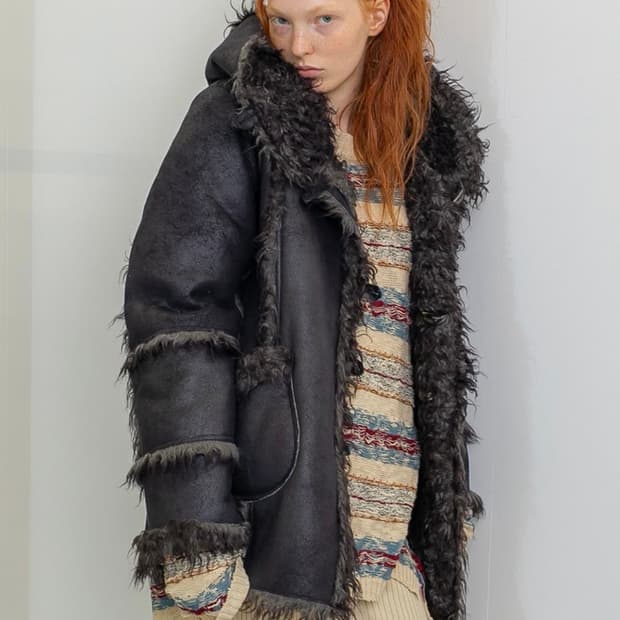 퍼버즈 후드 무스탕