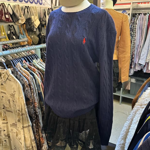 POLO 폴로 네이비 케이블니트