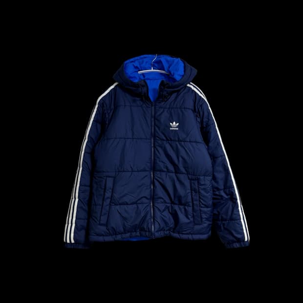 아디다스 리버시블 네이비 후드 패딩