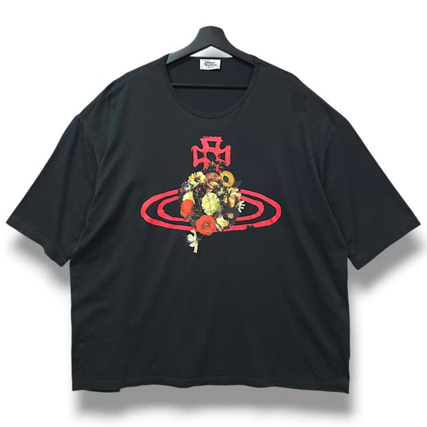 [F/2XL] 비비안웨스트우드 맨 블랙 플라워 패턴 오브 반팔티셔츠