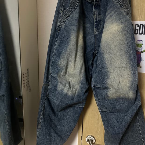 Dnsr 파라슈트 워싱 와이드 데님팬츠 xl