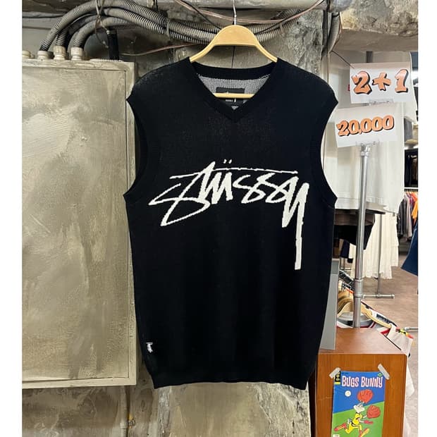 스투시 AU SMOOTH STOCK 니트 베스트 블랙 S #csz3927