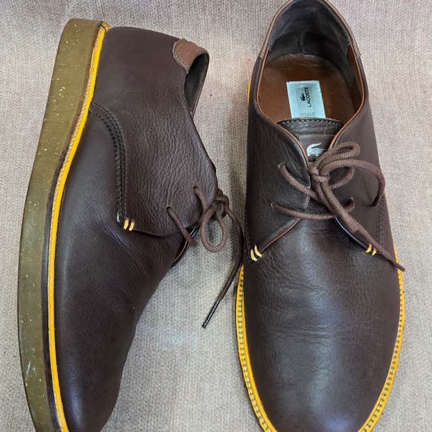 라코스테 일회착용 270mm-  브라운 가죽 레이스업 더비 슈즈