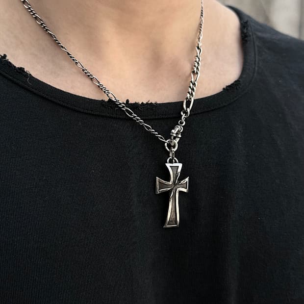 포그서비스 십자가 목걸이 더블체인48