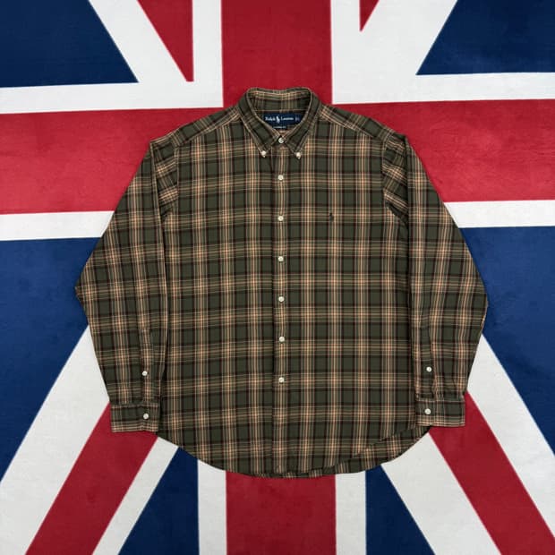 폴로 체크셔츠 L 실측 XL 